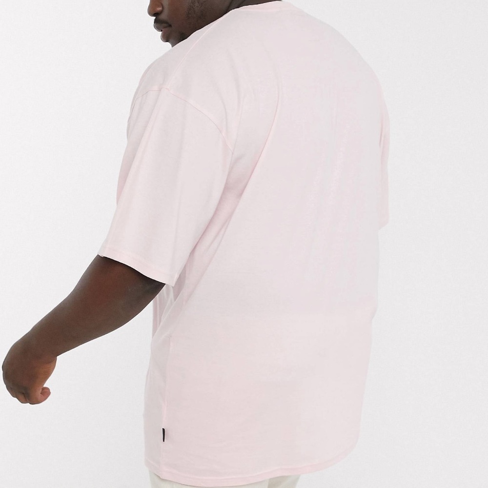 ASOS Soul Star Men’s Plus Organic Cotton Oversized Pink T-Shirt - Picture 4 of 10